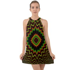 Fractal Artwork Idea Allegory Abstract Halter Tie Back Chiffon Dress