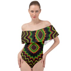 Fractal Artwork Idea Allegory Abstract Off Shoulder Velour Bodysuit 