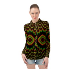 Fractal Artwork Idea Allegory Abstract Long Sleeve Chiffon Shirt