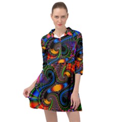 Abstract Fractal Artwork Colorful Mini Skater Shirt Dress