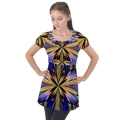 Artwork Fractal Allegory Art Puff Sleeve Tunic Top by Sudhe