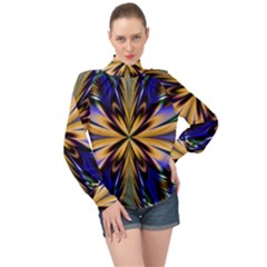 Artwork Fractal Allegory Art High Neck Long Sleeve Chiffon Top