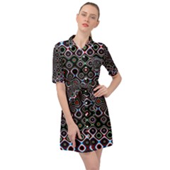 Digital Art Background Design Belted Shirt Dress