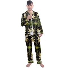 Abstract Fractal Pattern Artwork Men s Satin Pajamas Long Pants Set