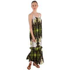 Abstract Fractal Pattern Artwork Cami Maxi Ruffle Chiffon Dress