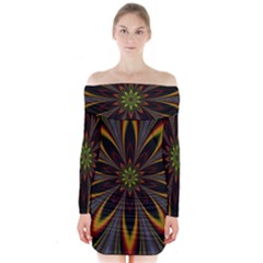 Fractal Artwork Idea Allegory Long Sleeve Off Shoulder Dress