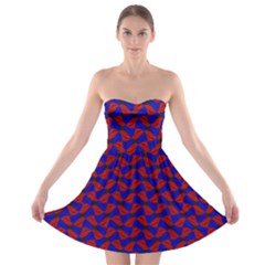 Background Texture Design Geometric Red Blue Strapless Bra Top Dress by Sudhe