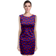 Background Texture Design Geometric Red Blue Sleeveless Velvet Midi Dress by Sudhe