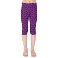 Background Texture Design Geometric Red Blue Kids  Capri Leggings  by Sudhe