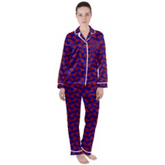 Background Texture Design Geometric Red Blue Satin Long Sleeve Pyjamas Set