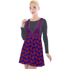 Background Texture Design Geometric Red Blue Plunge Pinafore Velour Dress