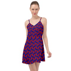 Background Texture Design Geometric Red Blue Summer Time Chiffon Dress