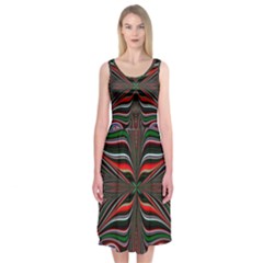 Abstract Art Fractal Art Pattern Midi Sleeveless Dress by Sudhe