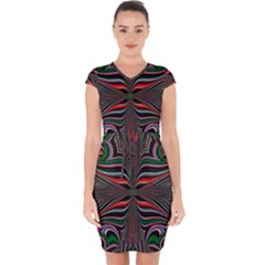 Abstract Art Fractal Art Pattern Capsleeve Drawstring Dress  by Sudhe