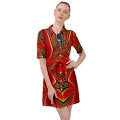 Abstract Abstract Art Fractal Belted Shirt Dress