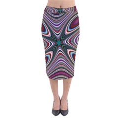 Abstract Artwork Fractal Background Velvet Midi Pencil Skirt by Sudhe