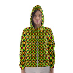 Background Pattern Geometrical Women s Hooded Windbreaker by Sudhe