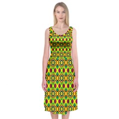 Background Pattern Geometrical Midi Sleeveless Dress by Sudhe