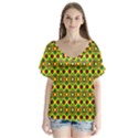 Background Pattern Geometrical V-Neck Flutter Sleeve Top View1