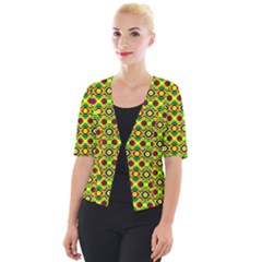 Background Pattern Geometrical Cropped Button Cardigan by Sudhe