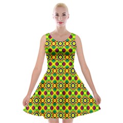 Background Pattern Geometrical Velvet Skater Dress by Sudhe