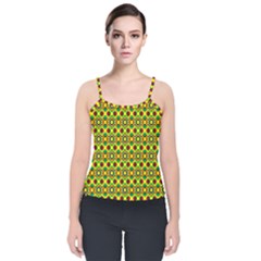 Background Pattern Geometrical Velvet Spaghetti Strap Top by Sudhe