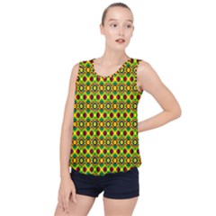 Background Pattern Geometrical Bubble Hem Chiffon Tank Top by Sudhe