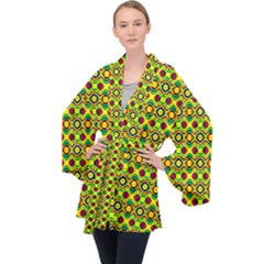 Background Pattern Geometrical Velvet Kimono Robe by Sudhe