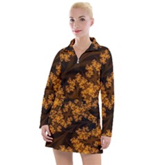 Abstract Fractal Pattern Artwork Flora Women s Long Sleeve Casual Dress