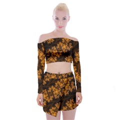 Abstract Fractal Pattern Artwork Flora Off Shoulder Top With Mini Skirt Set by Sudhe