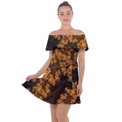 Abstract Fractal Pattern Artwork Flora Off Shoulder Velour Dress