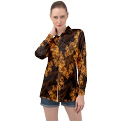 Abstract Fractal Pattern Artwork Flora Long Sleeve Satin Shirt