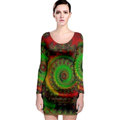 Abstract Fractal Pattern Artwork Art Long Sleeve Bodycon Dress by Sudhe