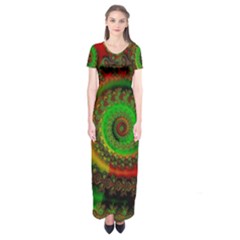 Abstract Fractal Pattern Artwork Art Short Sleeve Maxi Dress by Sudhe