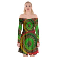 Abstract Fractal Pattern Artwork Art Off Shoulder Skater Dress