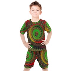 Abstract Fractal Pattern Artwork Art Kids  Tee And Shorts Set by Sudhe