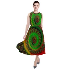 Abstract Fractal Pattern Artwork Art Round Neck Boho Dress