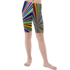 Background Design Pattern Colorful Kids  Mid Length Swim Shorts by Sudhe