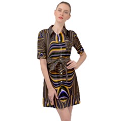 Abstract Art Fractal Unique Pattern Belted Shirt Dress