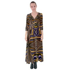 Abstract Art Fractal Unique Pattern Button Up Maxi Dress