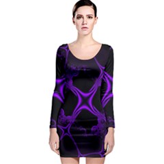 Abstract Fractal Art 3d Artwork Long Sleeve Bodycon Dress by Sudhe