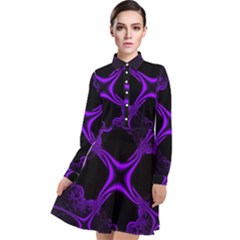 Abstract Fractal Art 3d Artwork Long Sleeve Chiffon Shirt Dress