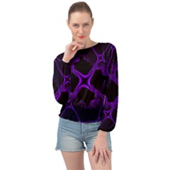 Abstract Fractal Art 3d Artwork Banded Bottom Chiffon Top