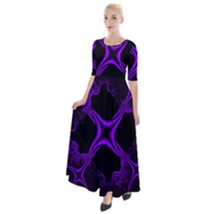 Abstract Fractal Art 3d Artwork Half Sleeves Maxi Dress