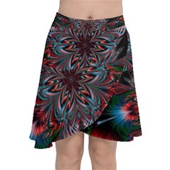 Abstract Flower Artwork Art Chiffon Wrap Front Skirt