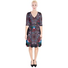 Abstract Flower Artwork Art Wrap Up Cocktail Dress