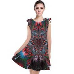 Abstract Flower Artwork Art Tie Up Tunic Dress