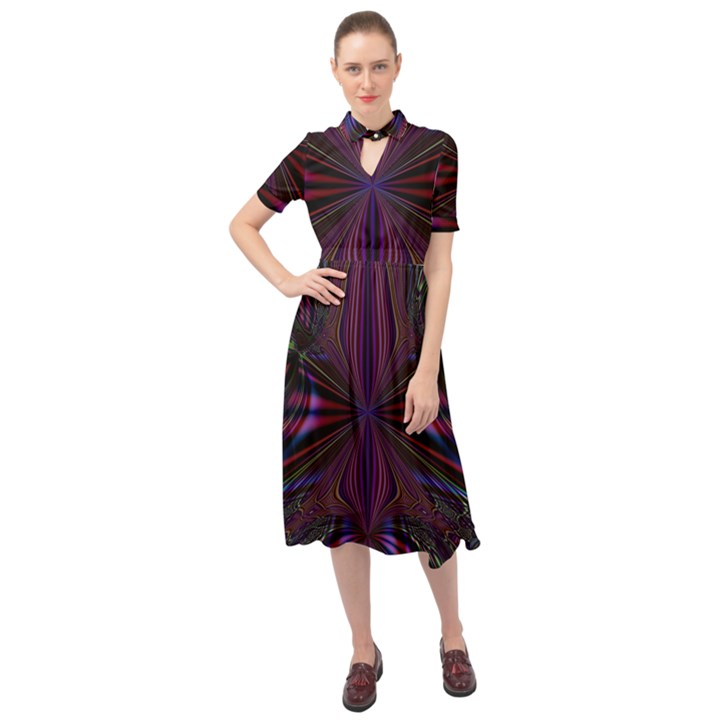 Abstract Abstract Art Fractal Keyhole Neckline Chiffon Dress