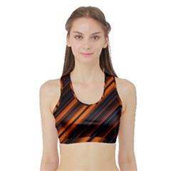 Background Pattern Lines Sports Bra With Border by Sudhe