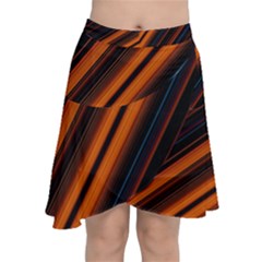 Background Pattern Lines Chiffon Wrap Front Skirt by Sudhe